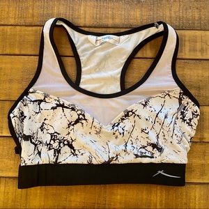 X by Gottex marble print mesh cut out sports bra S